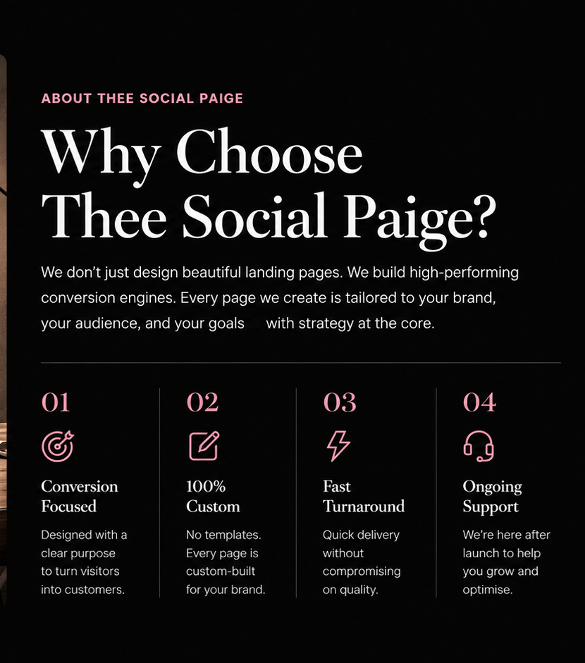 Why choose Thee Social Paige and four service values