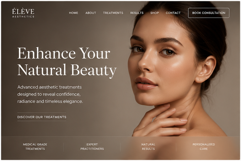 Premium aesthetics landing page concept