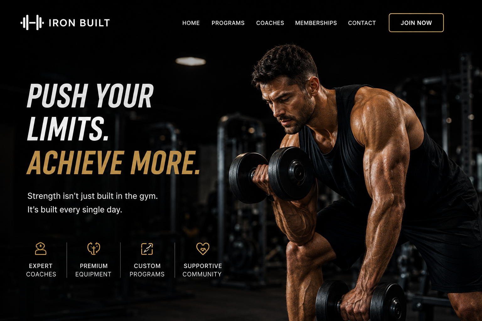Premium fitness landing page concept