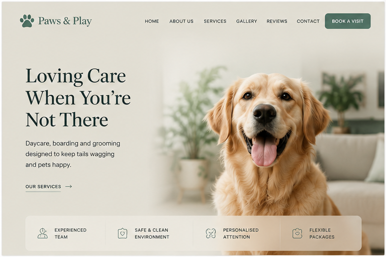Premium pet care landing page concept